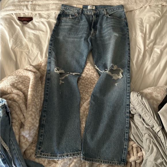 NWT Agolde Mia Jean Mid Rise Straight Distressed in Rule Size 32 - Picture 3 of 6